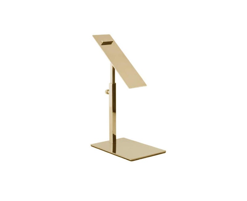 RY DISPLAY 1 pcs Modern Gold Polished Shoe Riser Sandal Shoe Store Metal Shoe Display Stand Rack Stand Adjustable Height (Gold) - Image 1